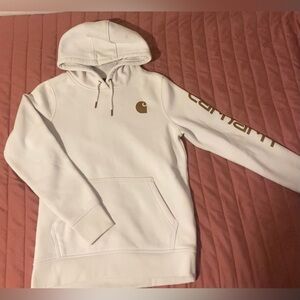 CARHARTT WOMEN'S RELAXED FIT MIDWEIGHT LOGO SLEEVE GRAPHIC HOODIE- SIZE SMALL